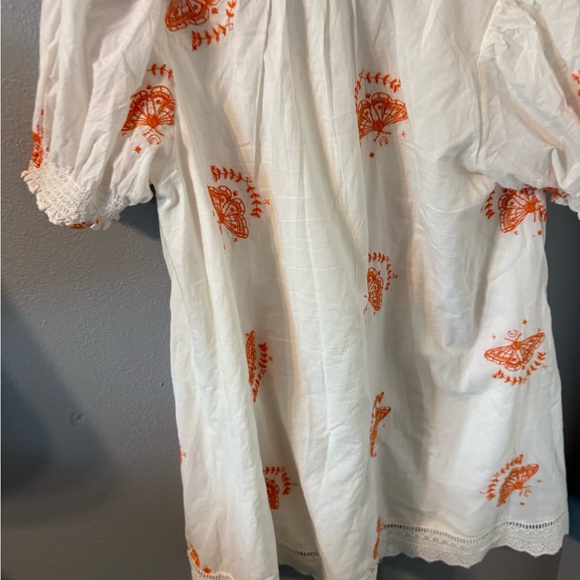 Women's White and Orange Top L - Picture 3 of 4